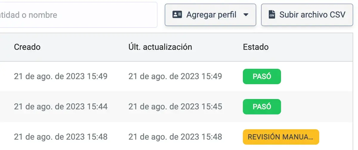 Botão Adicionar perfil no Dashboard