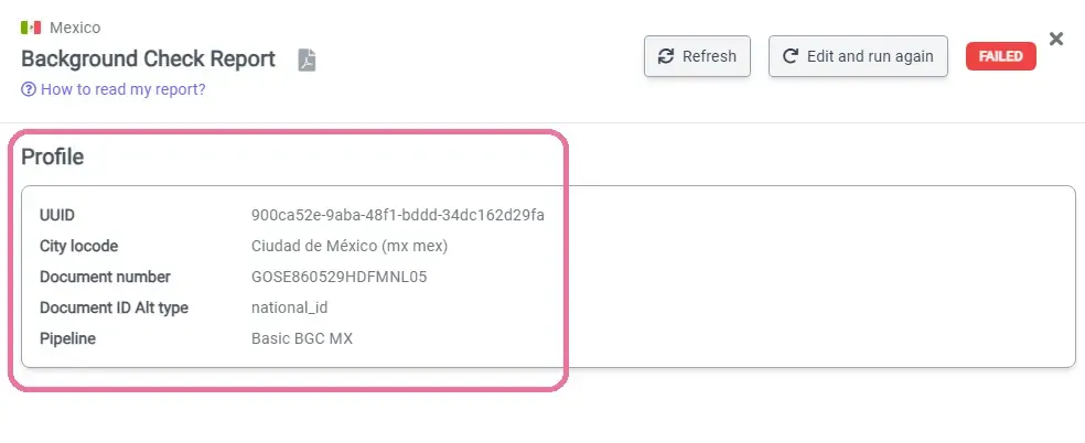 Profile information section
