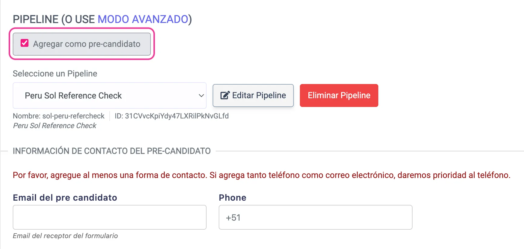 Agregar precandidato screenshot