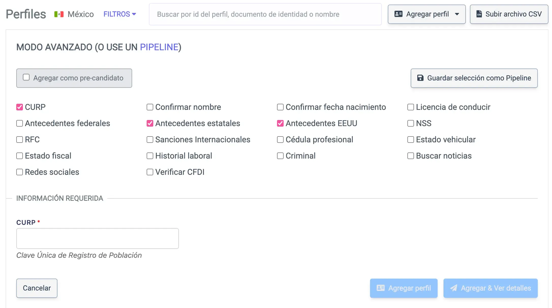 Seleção de relatórios para Verificação de Antecedentes